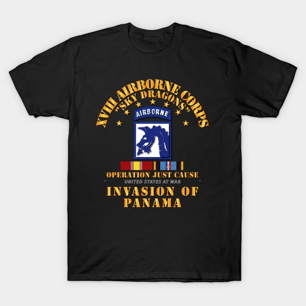 Just Cause - XVIII Airborne Corps w Svc Ribbons T-Shirt by twix123844